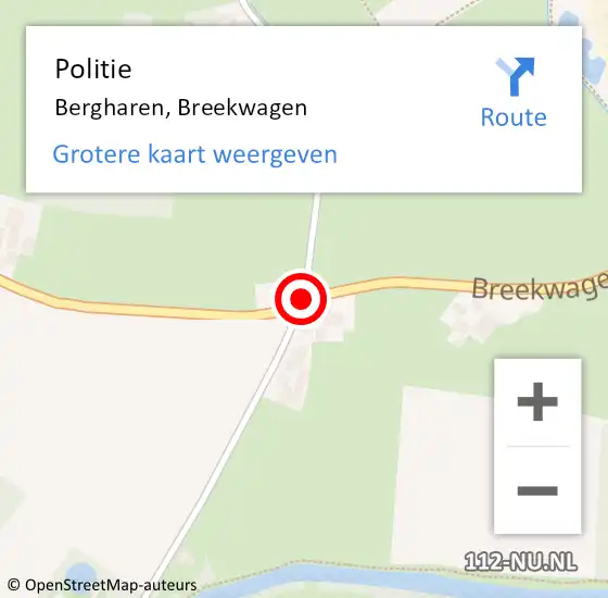 Locatie op kaart van de 112 melding: Politie Bergharen, Breekwagen op 16 november 2014 15:41