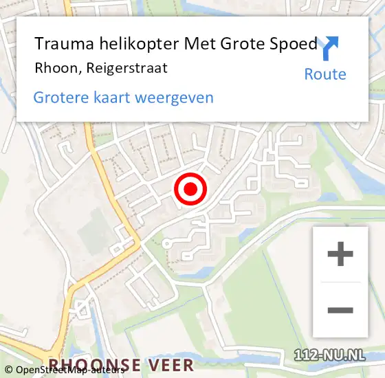 Locatie op kaart van de 112 melding: Trauma helikopter Met Grote Spoed Naar Rhoon, Reigerstraat op 12 mei 2025 04:29
