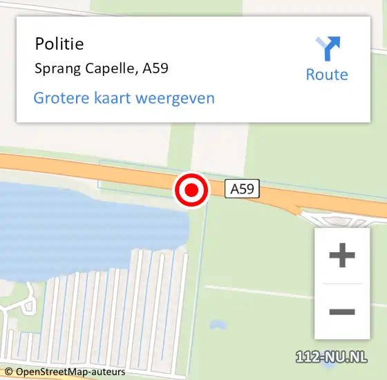 Locatie op kaart van de 112 melding: Politie Sprang Capelle, A59 op 21 oktober 2013 11:28