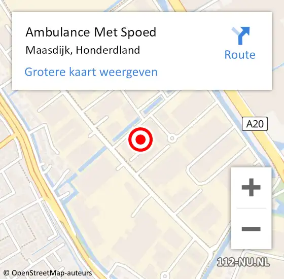 Locatie op kaart van de 112 melding: Ambulance Met Spoed Naar Maasdijk, Honderdland op 12 mei 2025 07:01