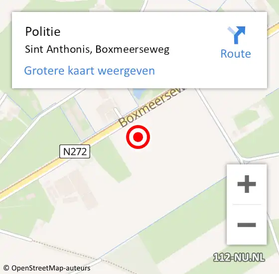 Locatie op kaart van de 112 melding: Politie Sint Anthonis, Boxmeerseweg op 12 mei 2025 08:59