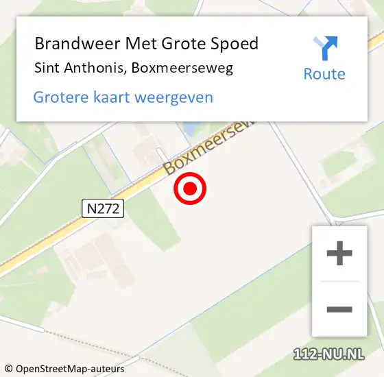 Locatie op kaart van de 112 melding: Brandweer Met Grote Spoed Naar Sint Anthonis, Boxmeerseweg op 12 mei 2025 09:00