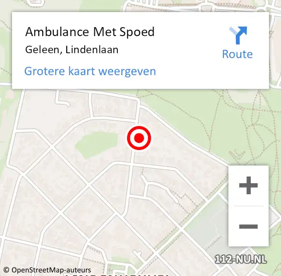 Locatie op kaart van de 112 melding: Ambulance Met Spoed Naar Geleen, Lindenlaan op 16 november 2014 16:35