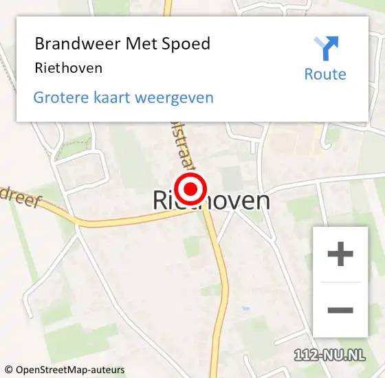 Locatie op kaart van de 112 melding: Brandweer Met Spoed Naar Riethoven op 12 mei 2025 12:36