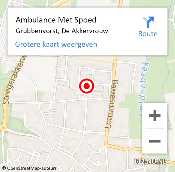 Locatie op kaart van de 112 melding: Ambulance Met Spoed Naar Grubbenvorst, De Akkervrouw op 16 november 2014 16:43