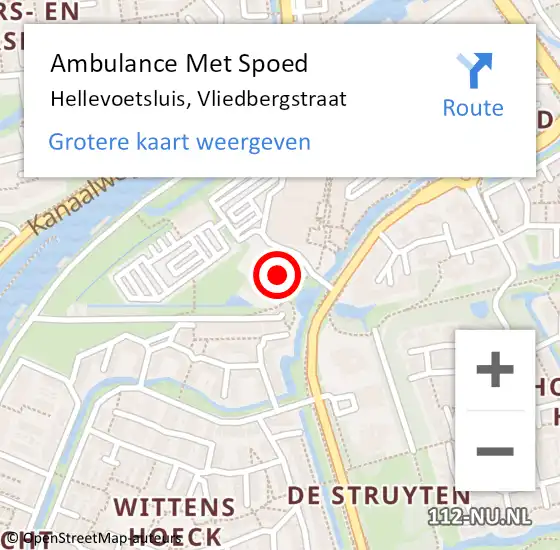 Locatie op kaart van de 112 melding: Ambulance Met Spoed Naar Hellevoetsluis, Vliedbergstraat op 12 mei 2025 13:45