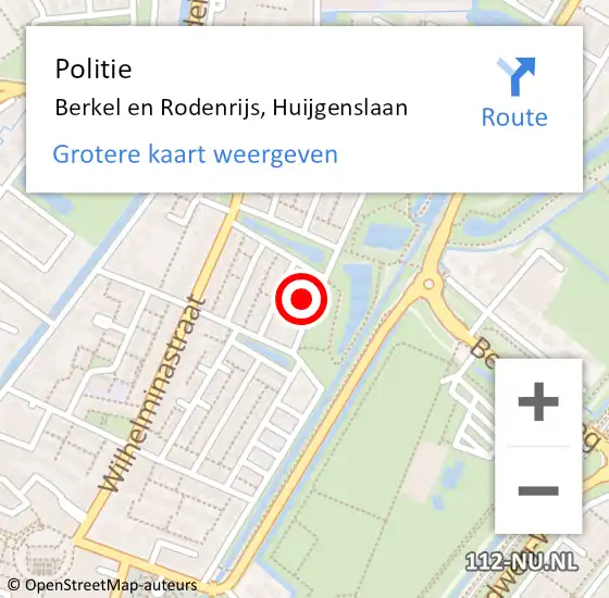 Locatie op kaart van de 112 melding: Politie Berkel en Rodenrijs, Huijgenslaan op 12 mei 2025 16:11