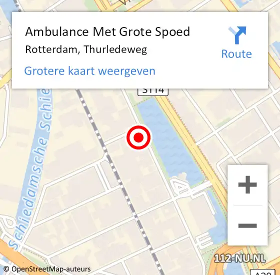 Locatie op kaart van de 112 melding: Ambulance Met Grote Spoed Naar Rotterdam, Thurledeweg op 12 mei 2025 17:25