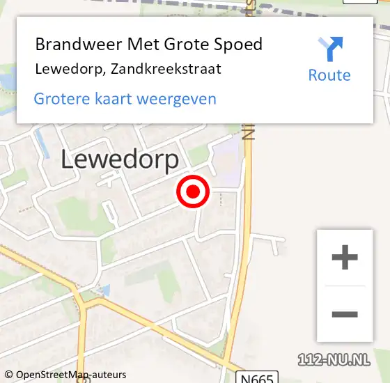 Locatie op kaart van de 112 melding: Brandweer Met Grote Spoed Naar Lewedorp, Zandkreekstraat op 12 mei 2025 18:11
