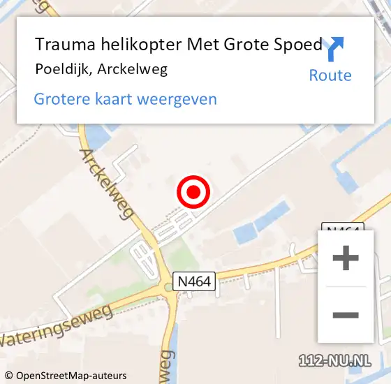 Locatie op kaart van de 112 melding: Trauma helikopter Met Grote Spoed Naar Poeldijk, Arckelweg op 12 mei 2025 18:28