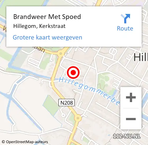 Locatie op kaart van de 112 melding: Brandweer Met Spoed Naar Hillegom, Kerkstraat op 16 november 2014 18:03