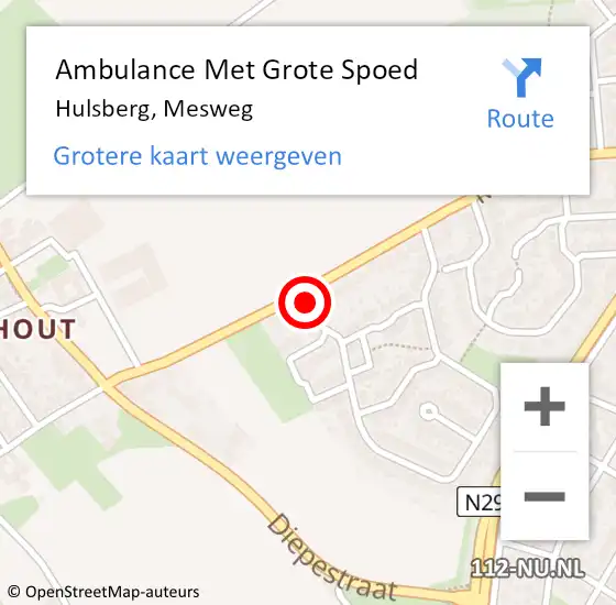 Locatie op kaart van de 112 melding: Ambulance Met Grote Spoed Naar Hulsberg, Mesweg op 16 november 2014 18:10