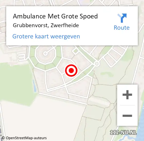 Locatie op kaart van de 112 melding: Ambulance Met Grote Spoed Naar Grubbenvorst, Zwerfheide op 16 november 2014 18:12