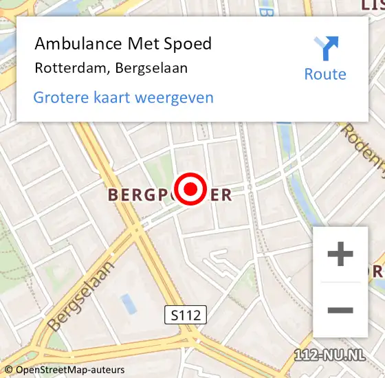 Locatie op kaart van de 112 melding: Ambulance Met Spoed Naar Rotterdam, Bergselaan op 12 mei 2025 23:52