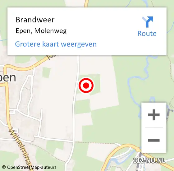 Locatie op kaart van de 112 melding: Brandweer Epen, Molenweg op 21 oktober 2013 11:39