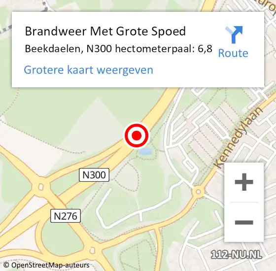 Locatie op kaart van de 112 melding: Brandweer Met Grote Spoed Naar Beekdaelen, N300 hectometerpaal: 6,8 op 13 mei 2025 07:19