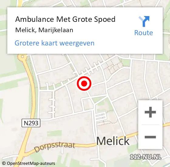 Locatie op kaart van de 112 melding: Ambulance Met Grote Spoed Naar Melick, Marijkelaan op 16 november 2014 18:54