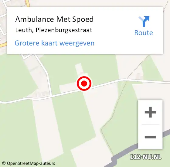 Locatie op kaart van de 112 melding: Ambulance Met Spoed Naar Leuth, Plezenburgsestraat op 16 november 2014 19:20