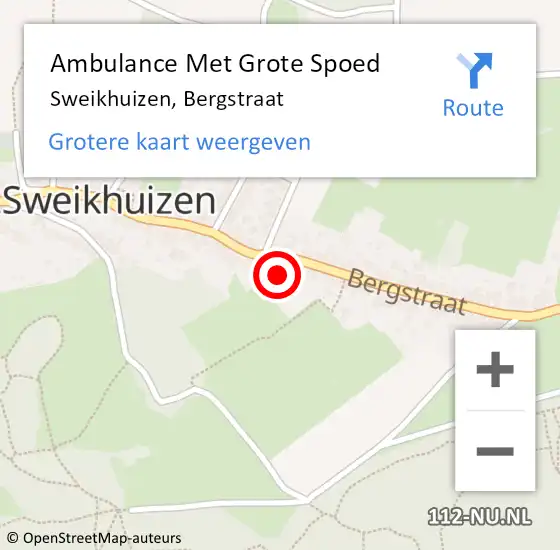 Locatie op kaart van de 112 melding: Ambulance Met Grote Spoed Naar Sweikhuizen, Bergstraat op 16 november 2014 19:40