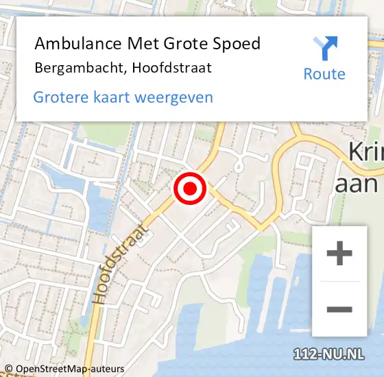 Locatie op kaart van de 112 melding: Ambulance Met Grote Spoed Naar Bergambacht, Hoofdstraat op 13 mei 2025 13:05