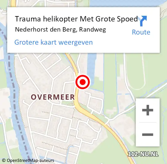 Locatie op kaart van de 112 melding: Trauma helikopter Met Grote Spoed Naar Nederhorst den Berg, Randweg op 13 mei 2025 14:51