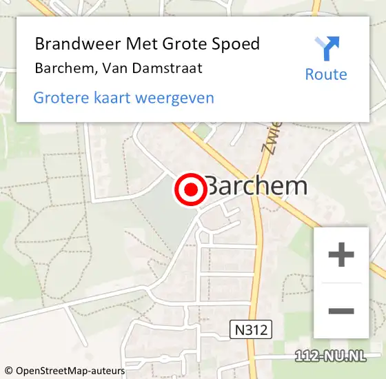 Locatie op kaart van de 112 melding: Brandweer Met Grote Spoed Naar Barchem, Van Damstraat op 16 november 2014 20:16