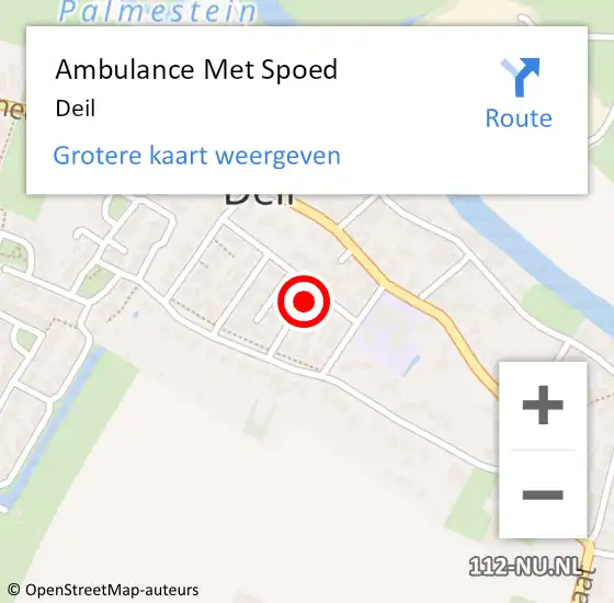 Locatie op kaart van de 112 melding: Ambulance Met Spoed Naar Deil op 13 mei 2025 15:34