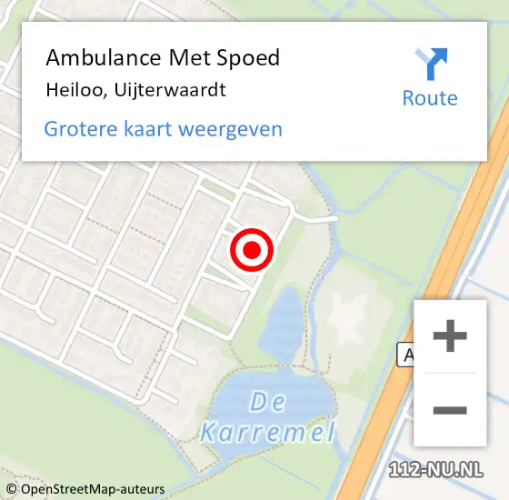 Locatie op kaart van de 112 melding: Ambulance Met Spoed Naar Heiloo, Uijterwaardt op 16 november 2014 20:34