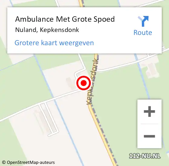 Locatie op kaart van de 112 melding: Ambulance Met Grote Spoed Naar Nuland, Kepkensdonk op 21 oktober 2013 11:48