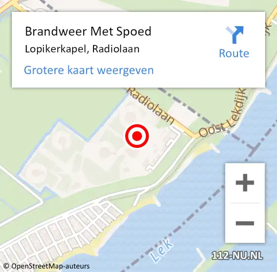 Locatie op kaart van de 112 melding: Brandweer Met Spoed Naar Lopikerkapel, Radiolaan op 16 november 2014 20:39