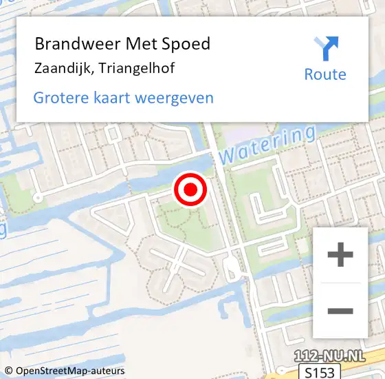 Locatie op kaart van de 112 melding: Brandweer Met Spoed Naar Zaandijk, Triangelhof op 13 mei 2025 17:21