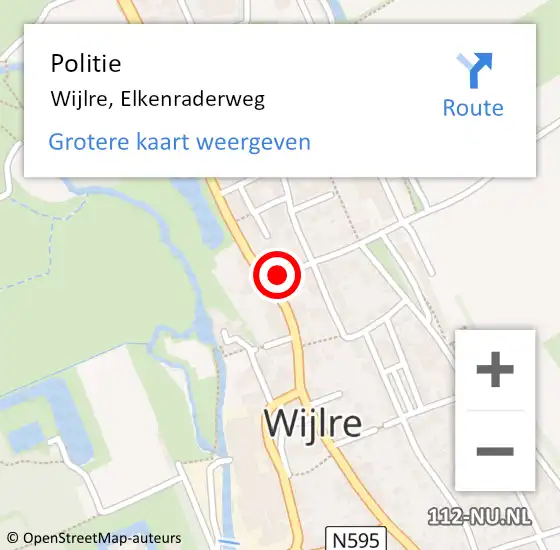 Locatie op kaart van de 112 melding: Politie Wijlre, Elkenraderweg op 13 mei 2025 18:20