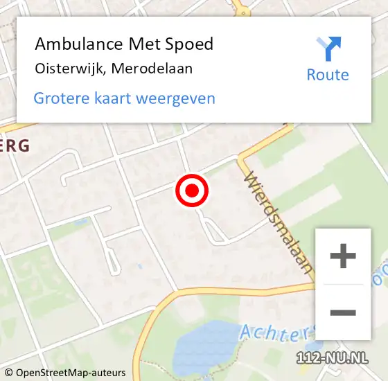 Locatie op kaart van de 112 melding: Ambulance Met Spoed Naar Oisterwijk, Merodelaan op 16 november 2014 20:55