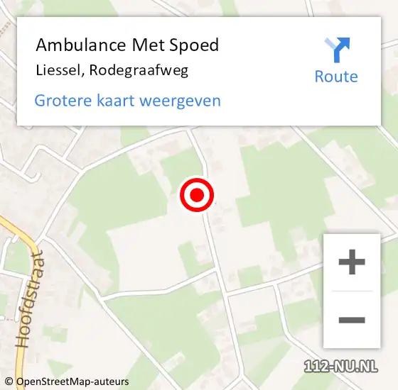 Locatie op kaart van de 112 melding: Ambulance Met Spoed Naar Liessel, Rodegraafweg op 16 november 2014 22:14