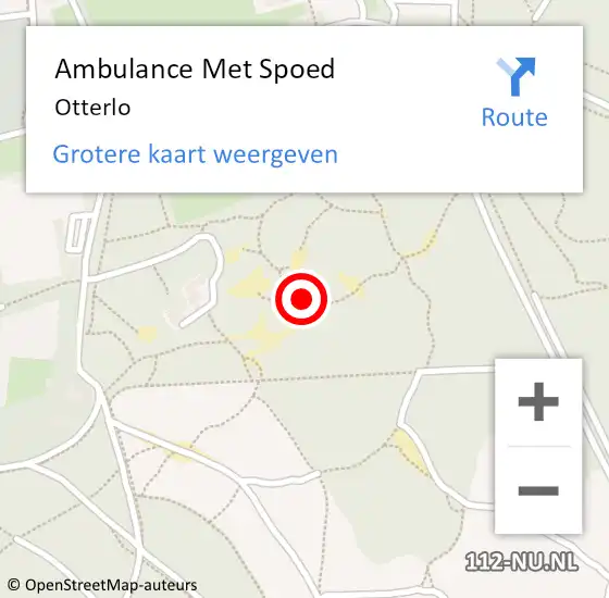 Locatie op kaart van de 112 melding: Ambulance Met Spoed Naar Otterlo op 14 mei 2025 08:24