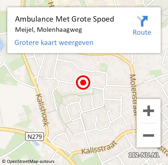 Locatie op kaart van de 112 melding: Ambulance Met Grote Spoed Naar Meijel, Molenhaagweg op 16 november 2014 22:36