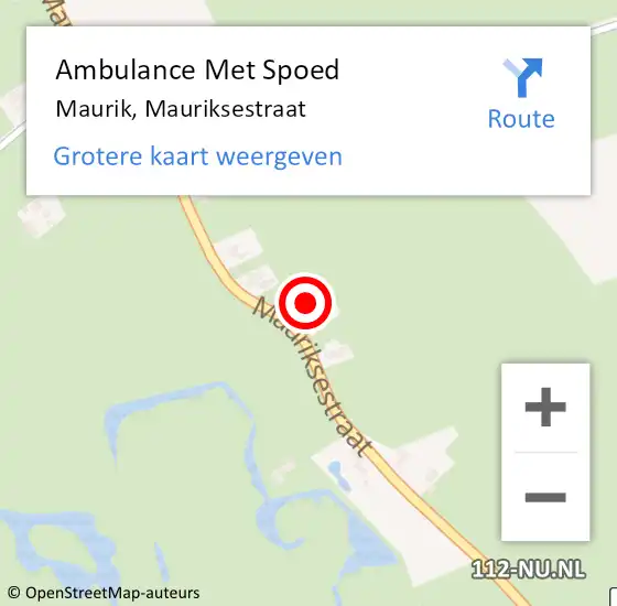 Locatie op kaart van de 112 melding: Ambulance Met Spoed Naar Maurik, Mauriksestraat op 16 november 2014 22:53