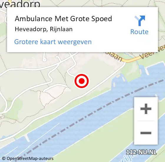 Locatie op kaart van de 112 melding: Ambulance Met Grote Spoed Naar Heveadorp, Rijnlaan op 16 november 2014 23:10