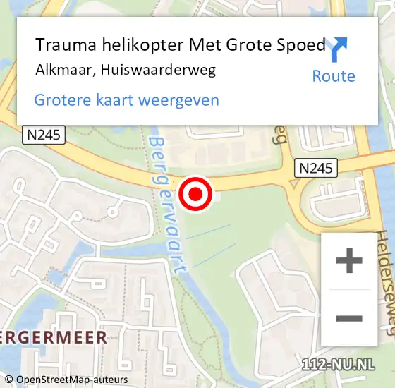 Locatie op kaart van de 112 melding: Trauma helikopter Met Grote Spoed Naar Alkmaar, Huiswaarderweg op 14 mei 2025 14:30
