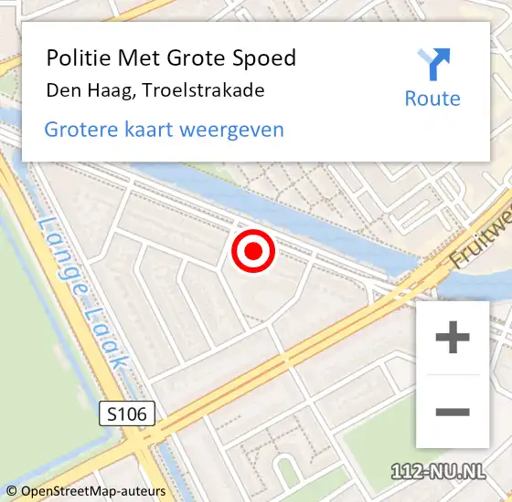 Locatie op kaart van de 112 melding: Politie Met Grote Spoed Naar Den Haag, Troelstrakade op 14 mei 2025 14:36
