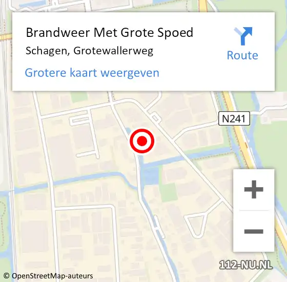 Locatie op kaart van de 112 melding: Brandweer Met Grote Spoed Naar Schagen, Grotewallerweg op 14 mei 2025 15:32