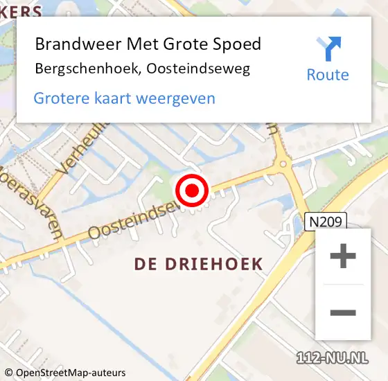 Locatie op kaart van de 112 melding: Brandweer Met Grote Spoed Naar Bergschenhoek, Oosteindseweg op 14 mei 2025 15:42