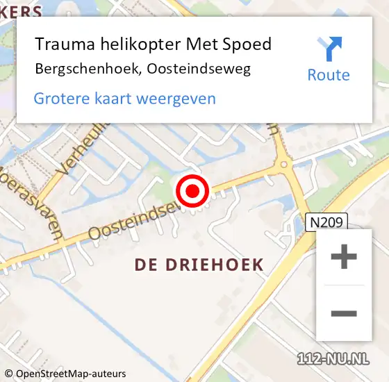 Locatie op kaart van de 112 melding: Trauma helikopter Met Spoed Naar Bergschenhoek, Oosteindseweg op 14 mei 2025 15:48