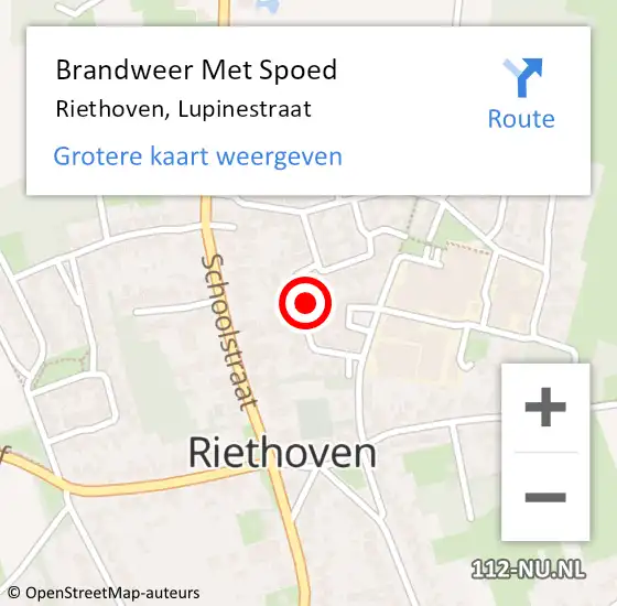 Locatie op kaart van de 112 melding: Brandweer Met Spoed Naar Riethoven, Lupinestraat op 14 mei 2025 16:03