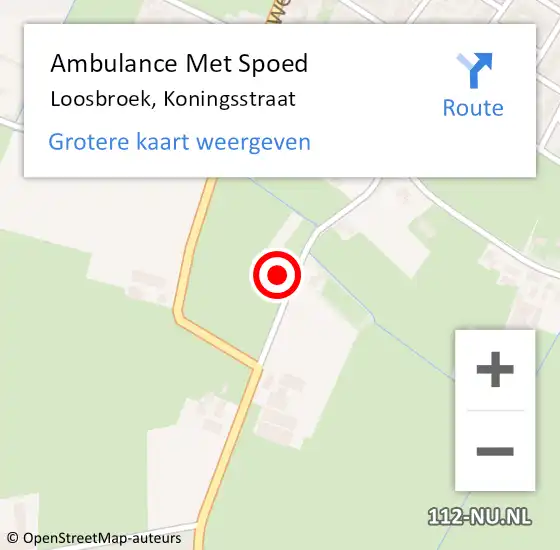 Locatie op kaart van de 112 melding: Ambulance Met Spoed Naar Loosbroek, Koningsstraat op 17 november 2014 00:47