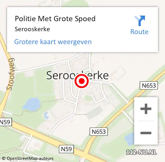 Locatie op kaart van de 112 melding: Politie Met Grote Spoed Naar Serooskerke op 14 mei 2025 19:59