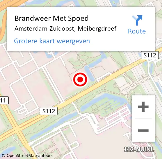 Locatie op kaart van de 112 melding: Brandweer Met Spoed Naar Amsterdam, Meibergdreef op 15 mei 2025 04:23