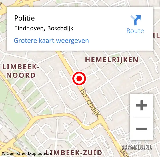 Locatie op kaart van de 112 melding: Politie Eindhoven, Boschdijk op 15 mei 2025 06:55