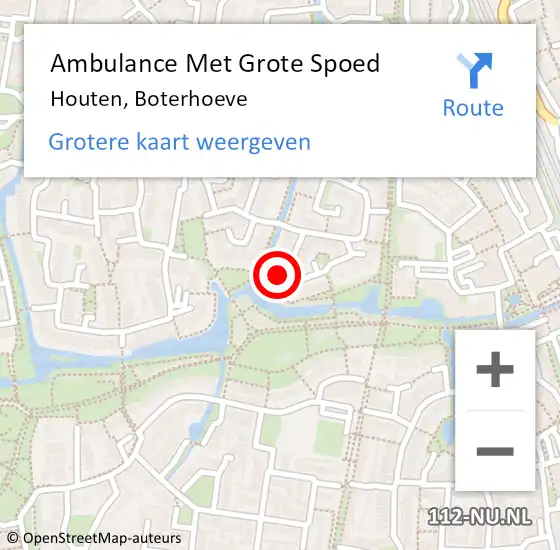 Locatie op kaart van de 112 melding: Ambulance Met Grote Spoed Naar Houten, Boterhoeve op 17 november 2014 04:45
