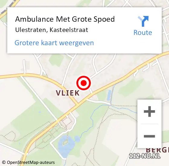 Locatie op kaart van de 112 melding: Ambulance Met Grote Spoed Naar Ulestraten, Kasteelstraat op 17 november 2014 06:41